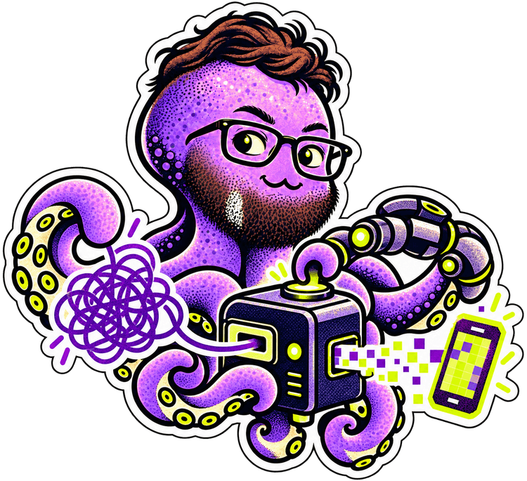 Steve and an octopus turning an idea into a product